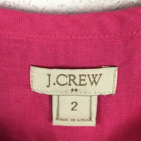 J.Crew Pink 100% Linen Short Sleeve Scalloped Hem Blouse Top Womens Size 2 - Picture 4 of 7